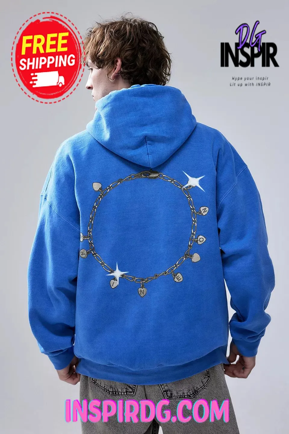 -Urban OutFitters UO Blue Shine On Jewellery Hoodie