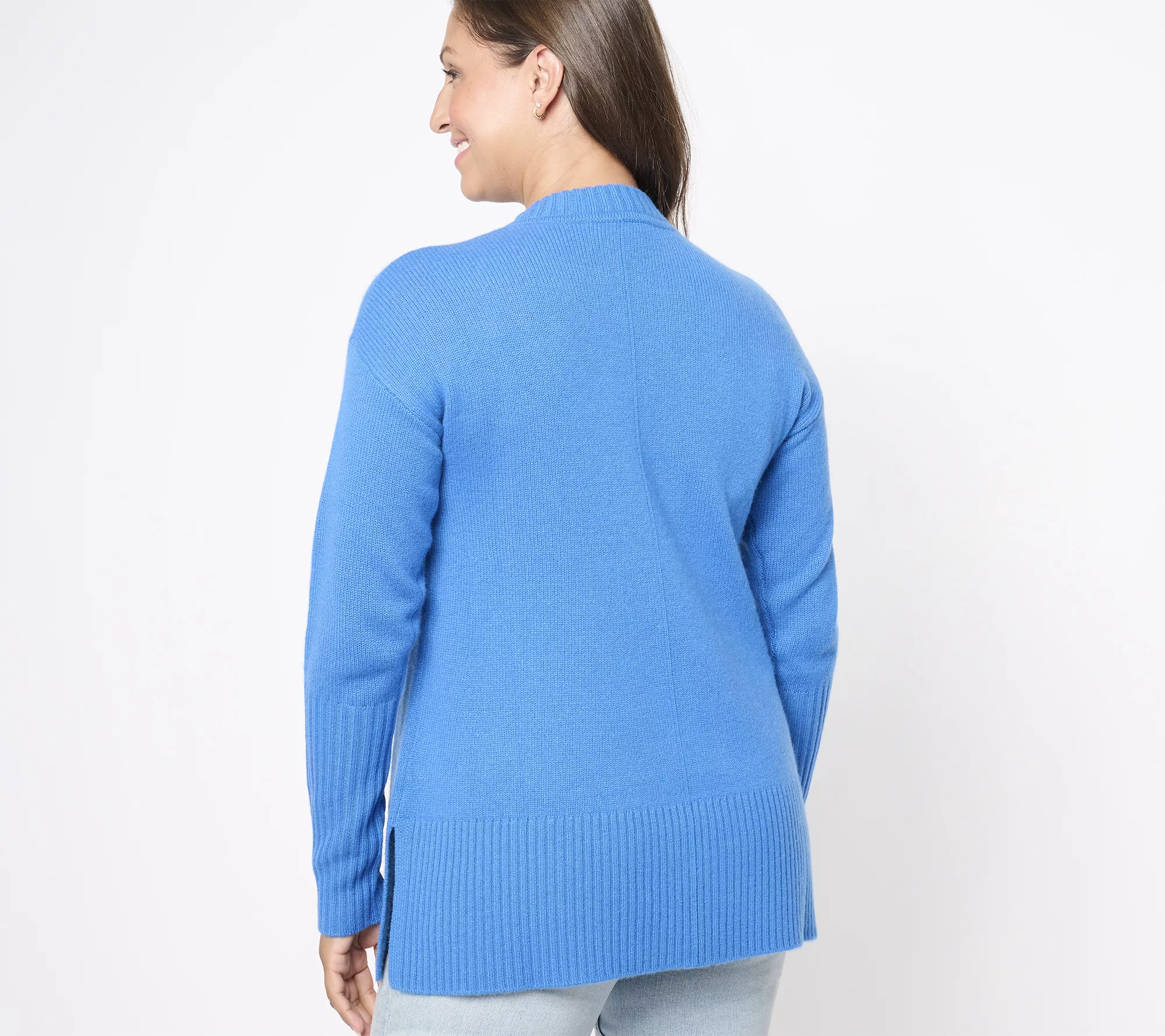 "As Is" Isaac Mizrahi Live! Cashmere A-Line High Crew Neck Pullover