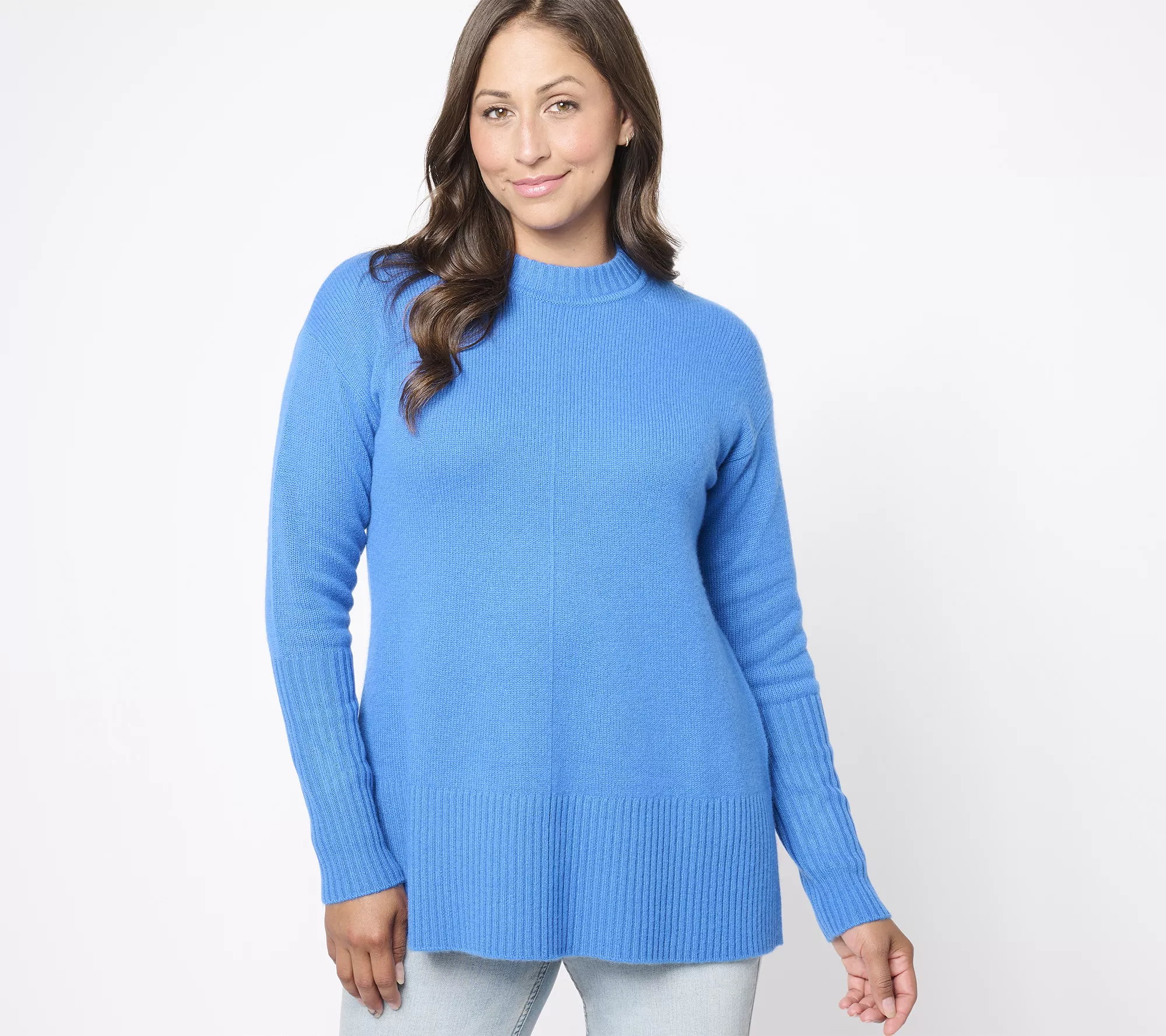 "As Is" Isaac Mizrahi Live! Cashmere A-Line High Crew Neck Pullover