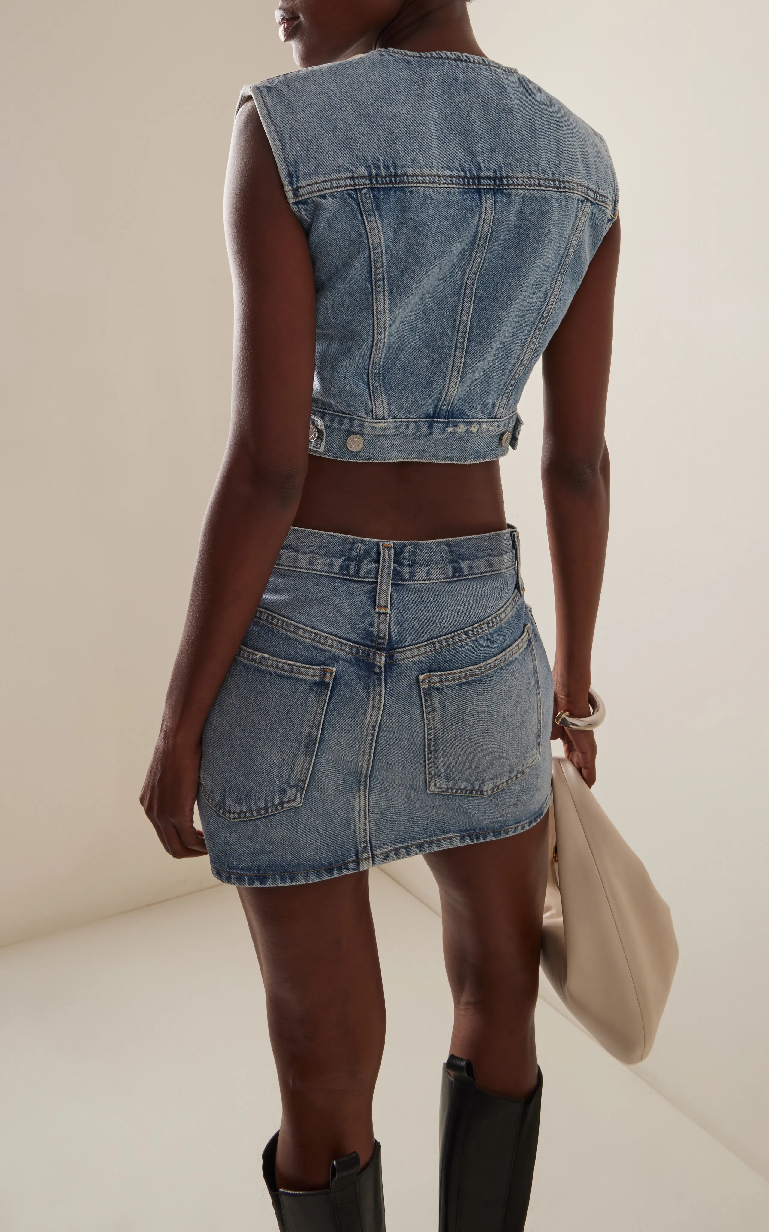 Agolde Leo Cropped Denim Vest