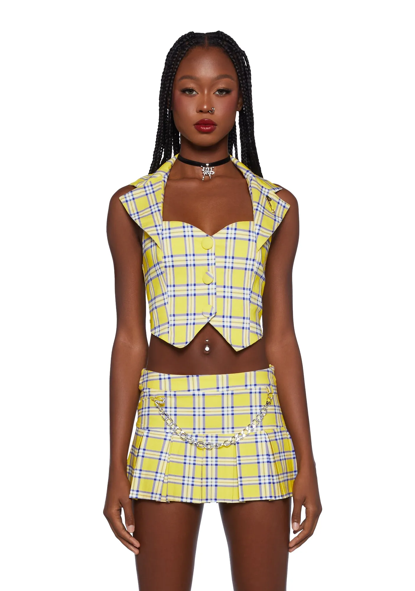 As If Plaid Halter Vest-