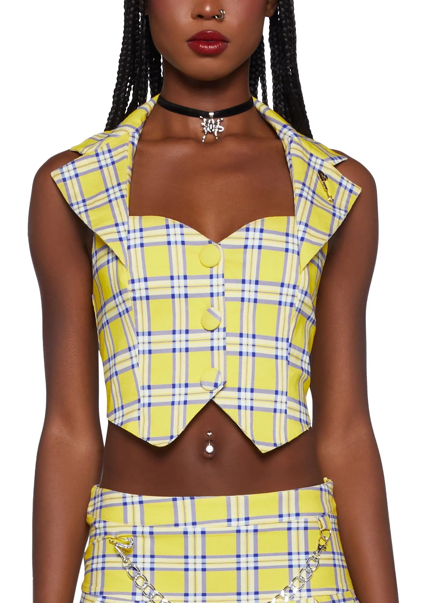 As If Plaid Halter Vest-