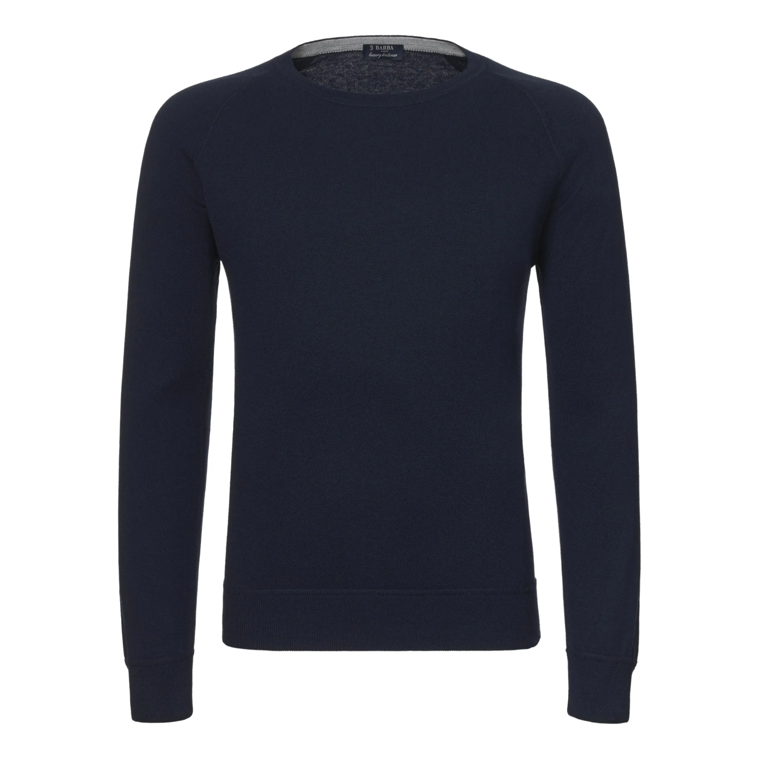  Barba Napoli Crew-Neck Cotton-Cashmere Blend Pullover in Midnight Blue