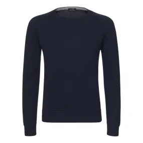  Barba Napoli Crew-Neck Cotton-Cashmere Blend Pullover in Midnight Blue