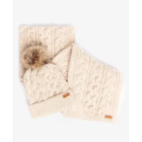 Barbour Penshaw Beanie & Scarf Gift Set in Blush Pink LGS0025PI15