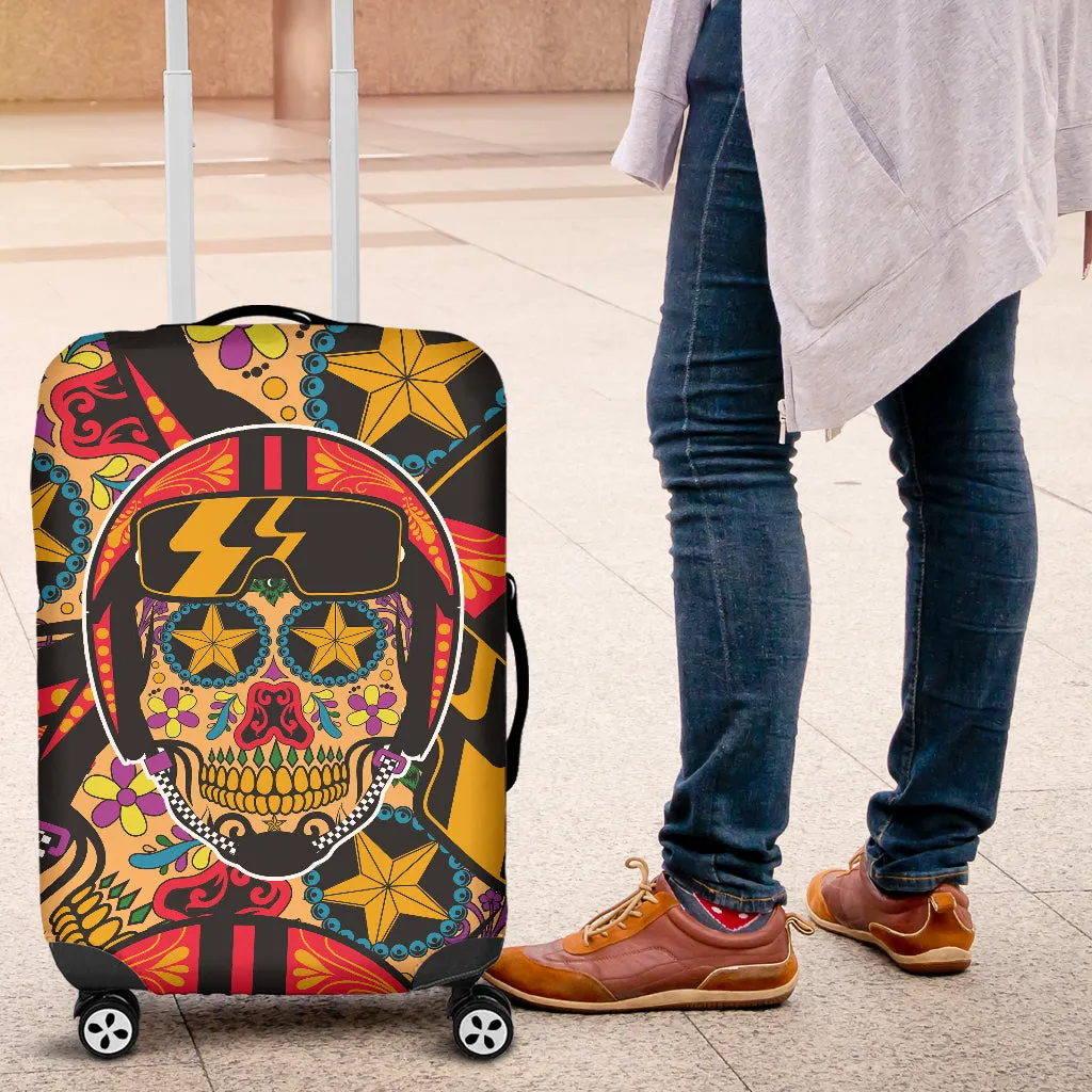 Biker Sugar Skull Luggage Cover