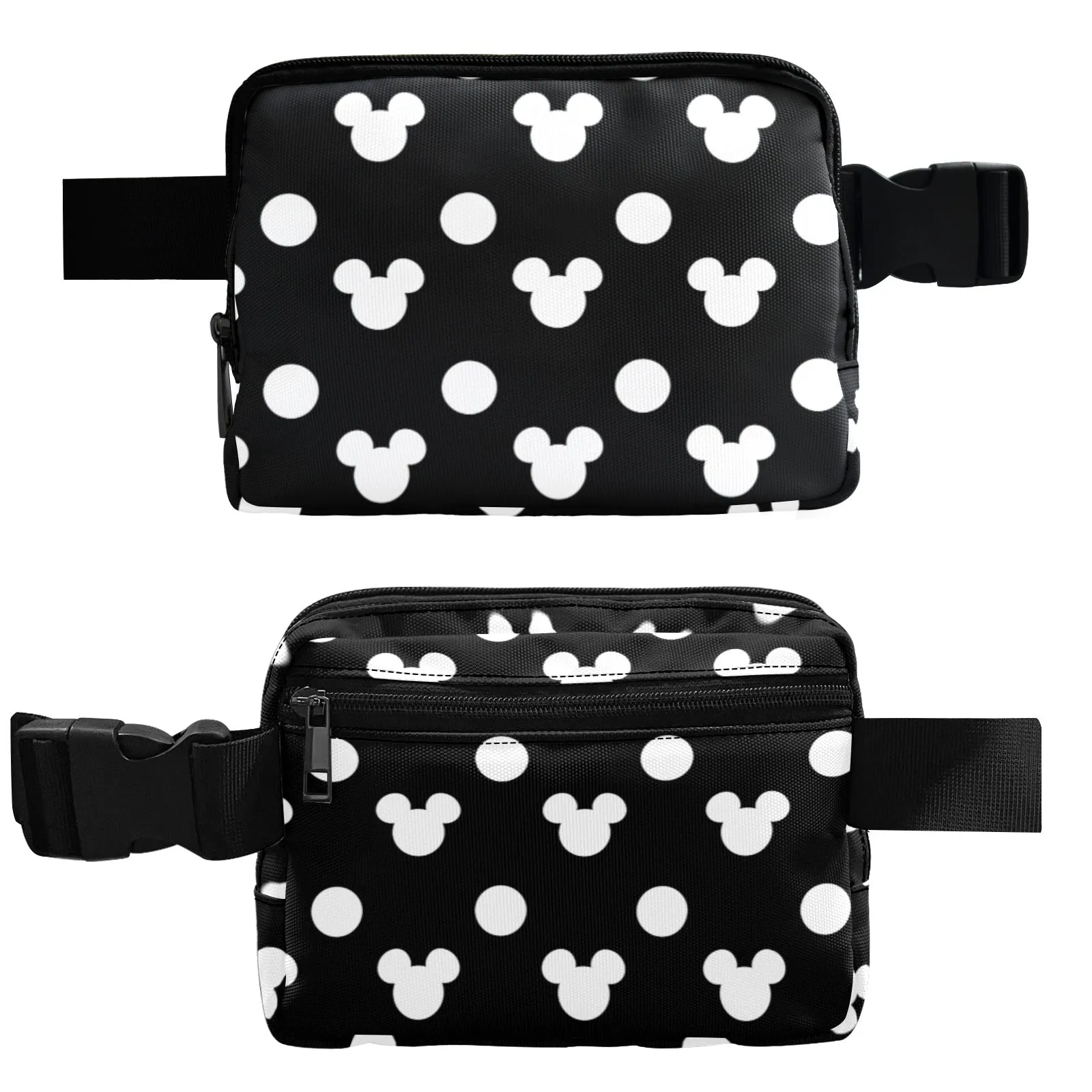 Black With White Mickey Polk Dots Belt Bag