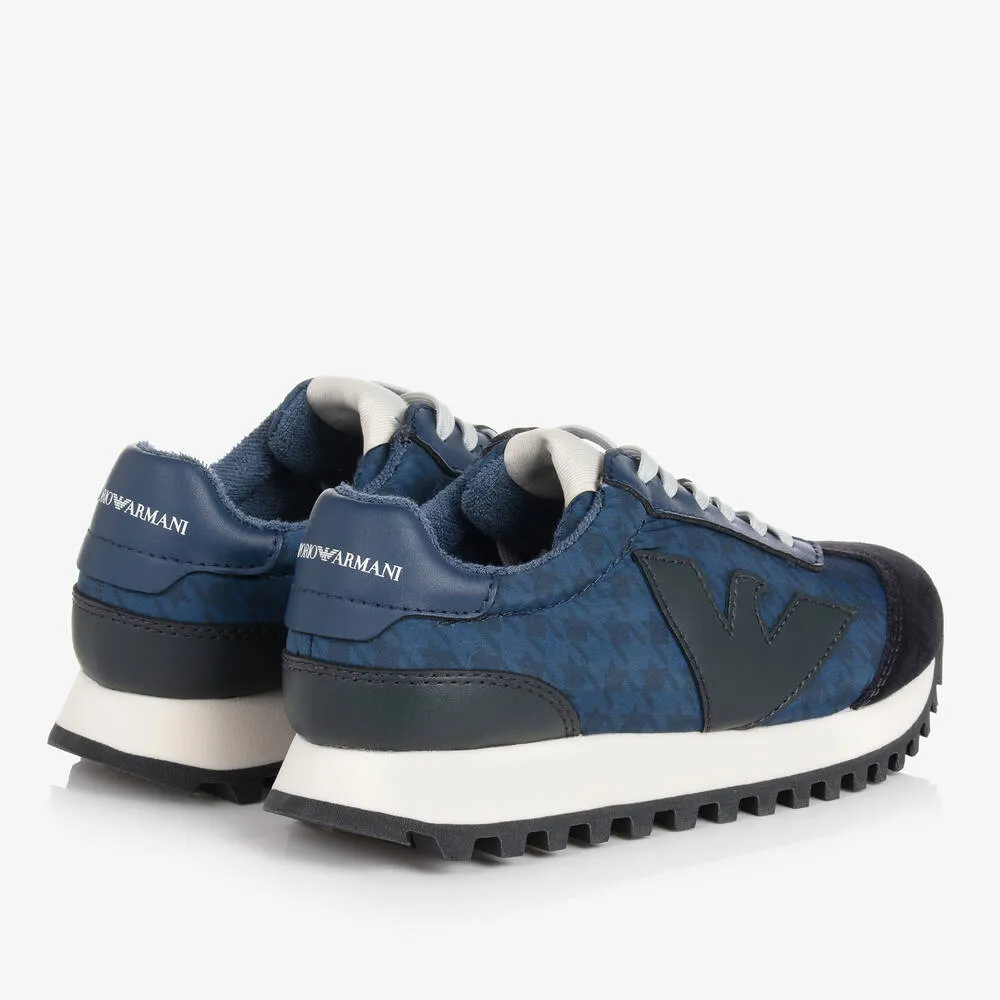 Boys Blue Houndstooth Eagle Trainers