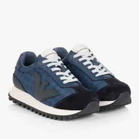 Boys Blue Houndstooth Eagle Trainers