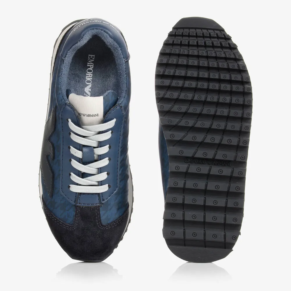 Boys Blue Houndstooth Eagle Trainers