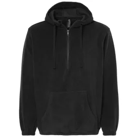 Burnside Men's Black Polar Fleece Quarter-Zip Hooded Pullover