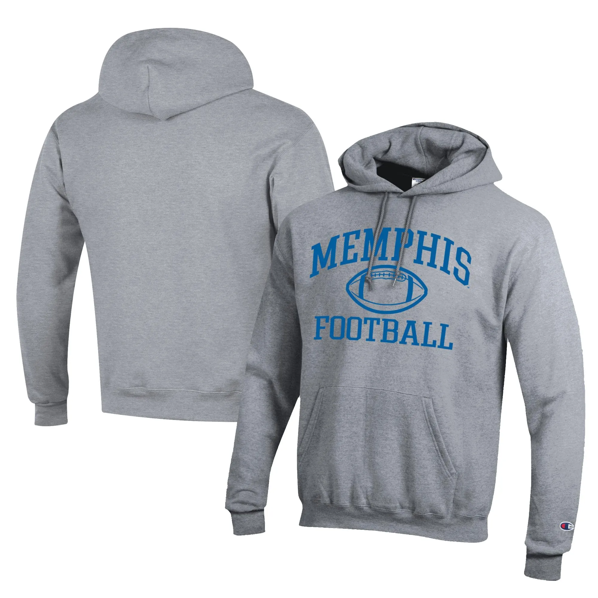 Champion  Memphis Tigers Gray Football Eco Powerblend Pullover Hoodie