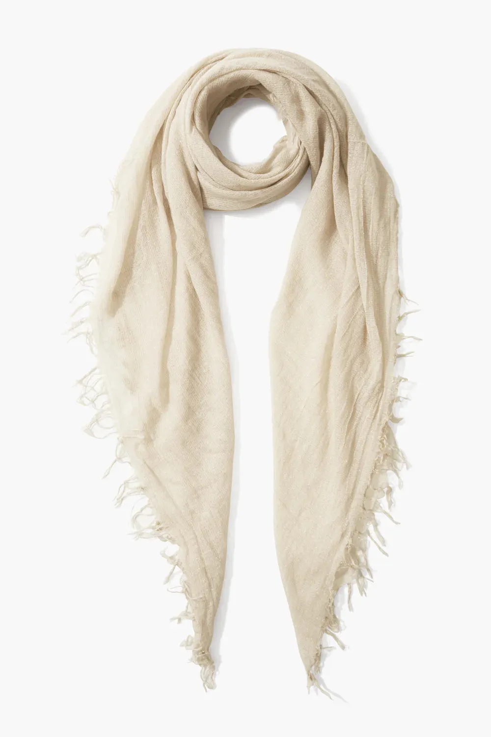 Chan Luu Cashmere & Silk Lurex Metallic Scarf in Seed Pearl 