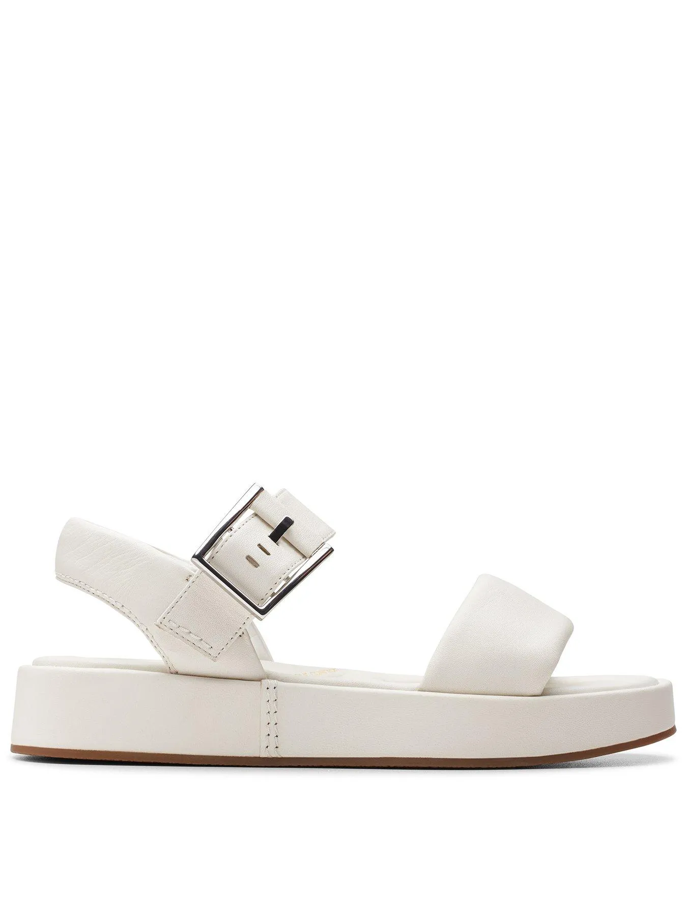 Clarks Alda Strap Buckle Leather Sandals - Off White