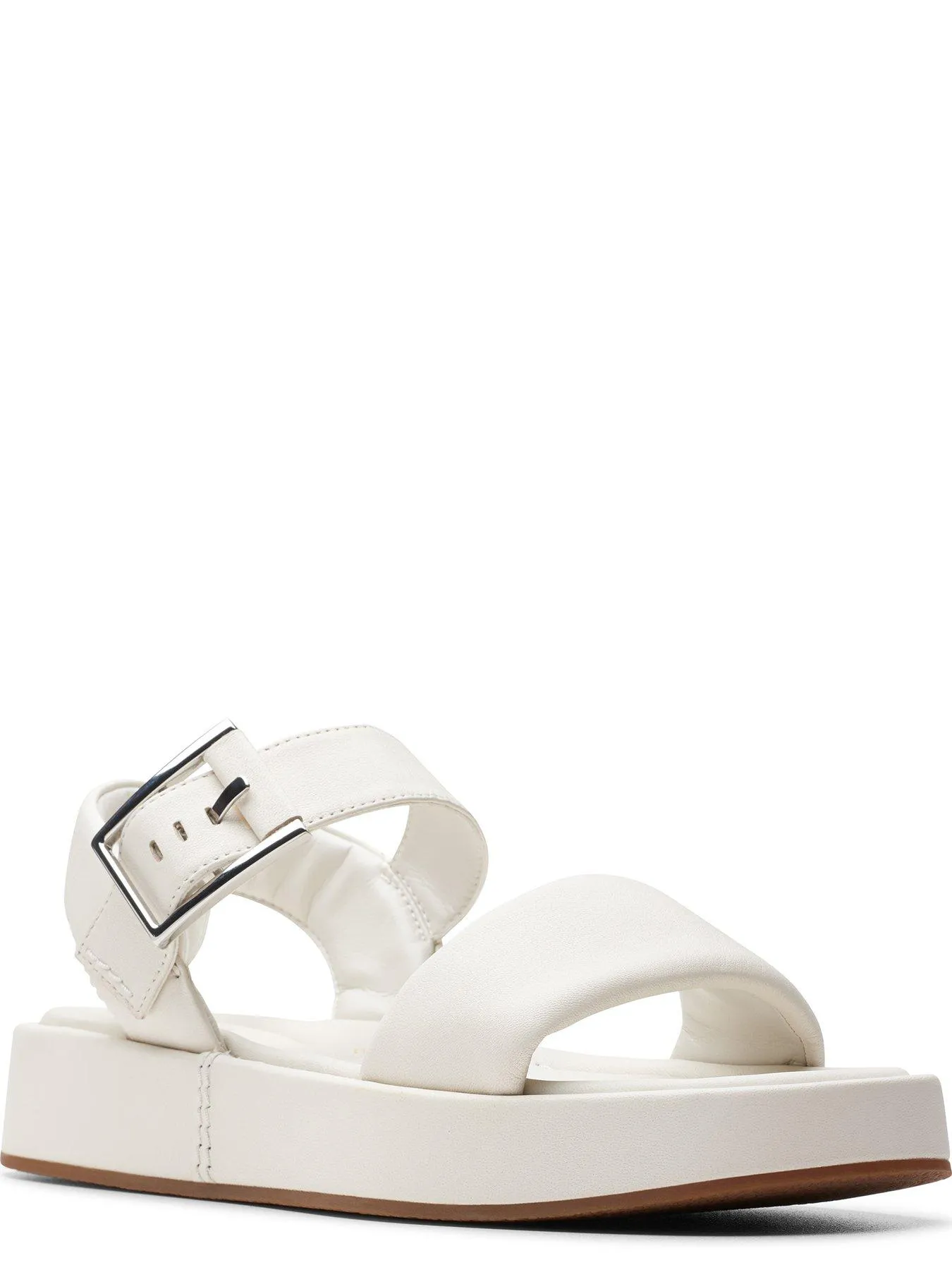 Clarks Alda Strap Buckle Leather Sandals - Off White