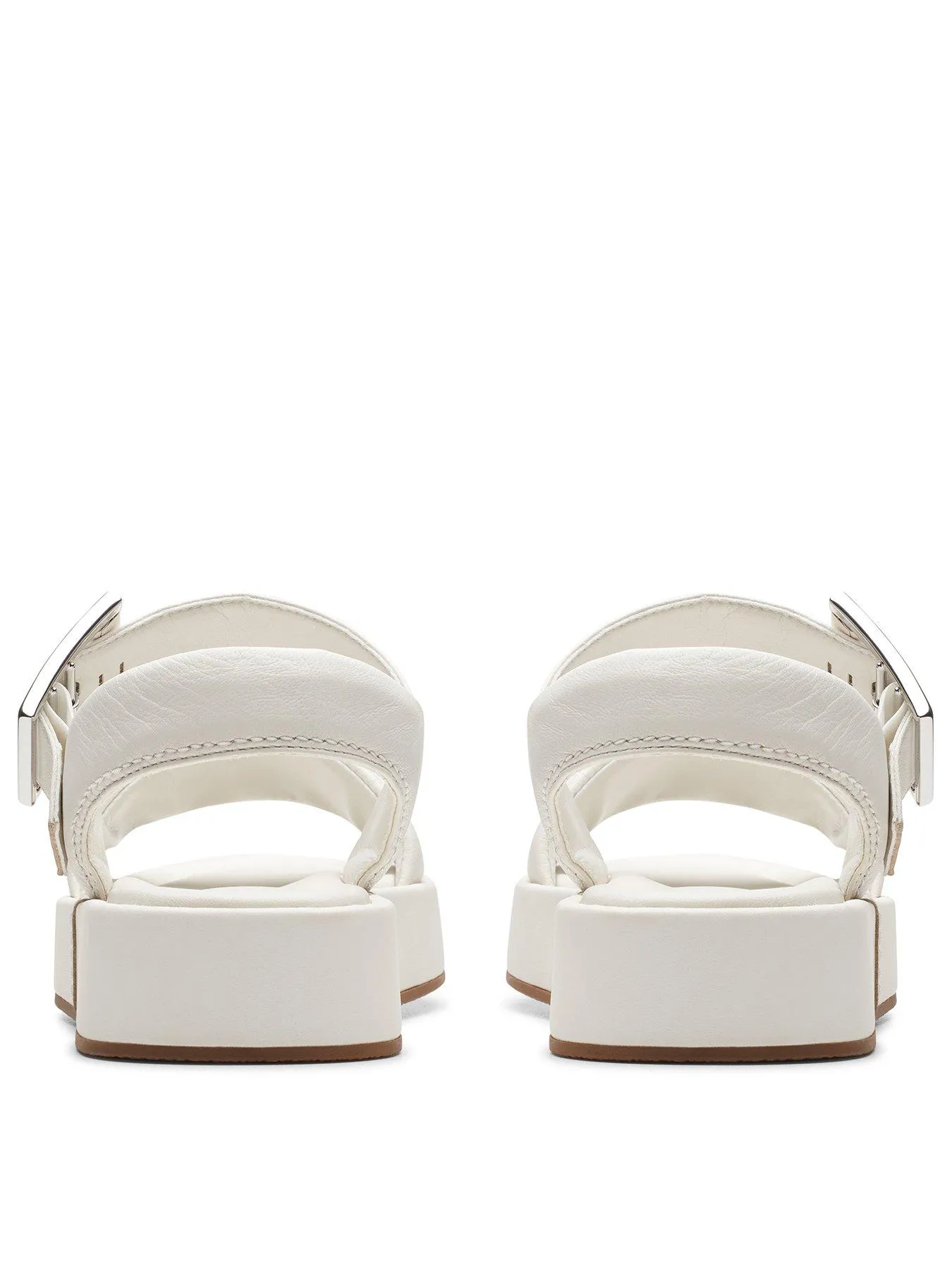 Clarks Alda Strap Buckle Leather Sandals - Off White