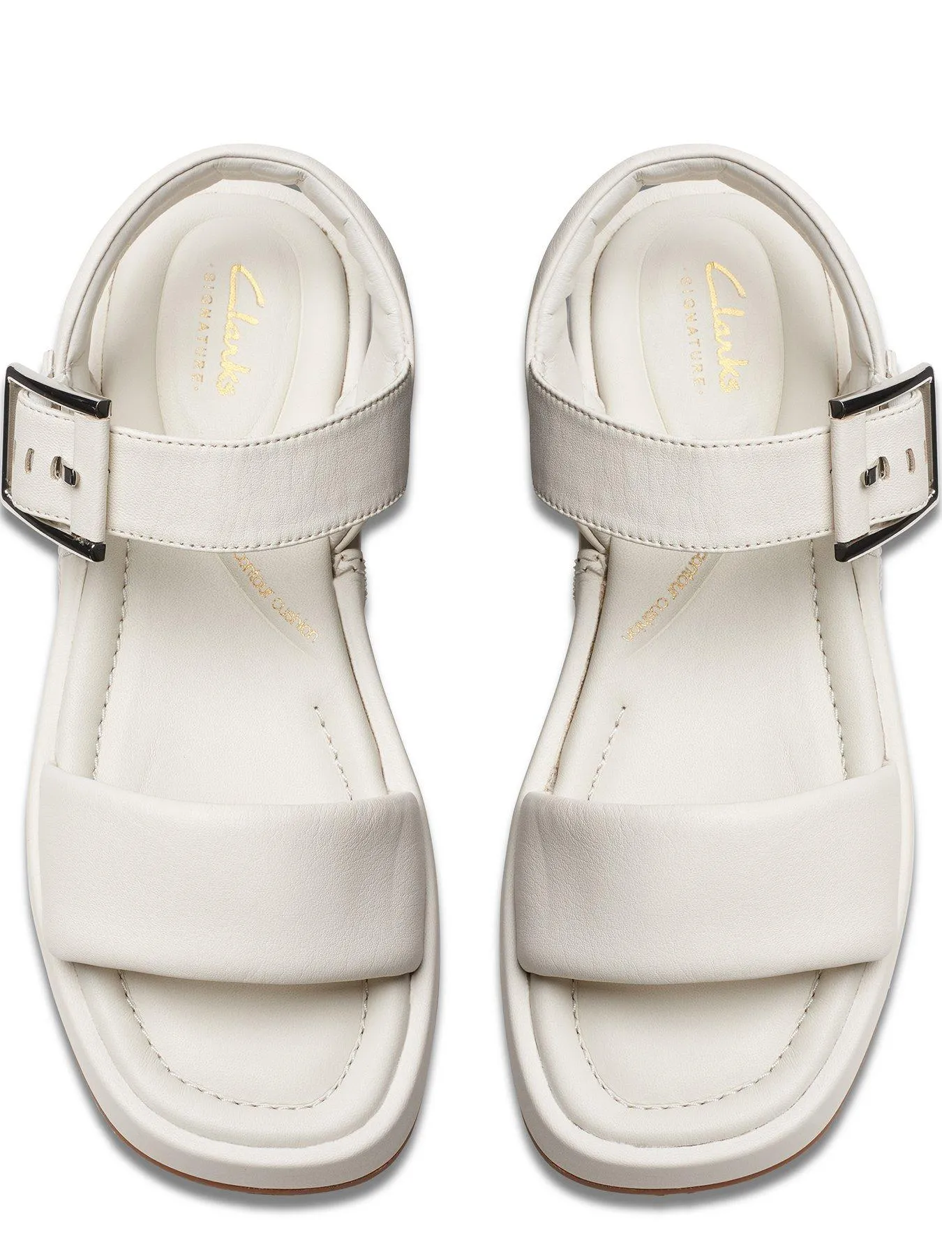 Clarks Alda Strap Buckle Leather Sandals - Off White