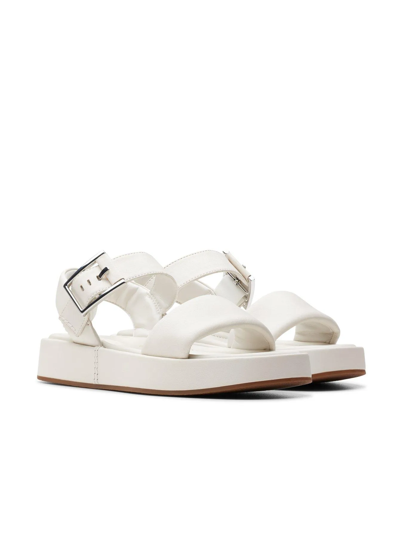 Clarks Alda Strap Buckle Leather Sandals - Off White