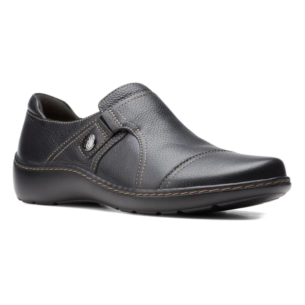 Clarks Cora Poppy Black Leather Slip-On (Women's)