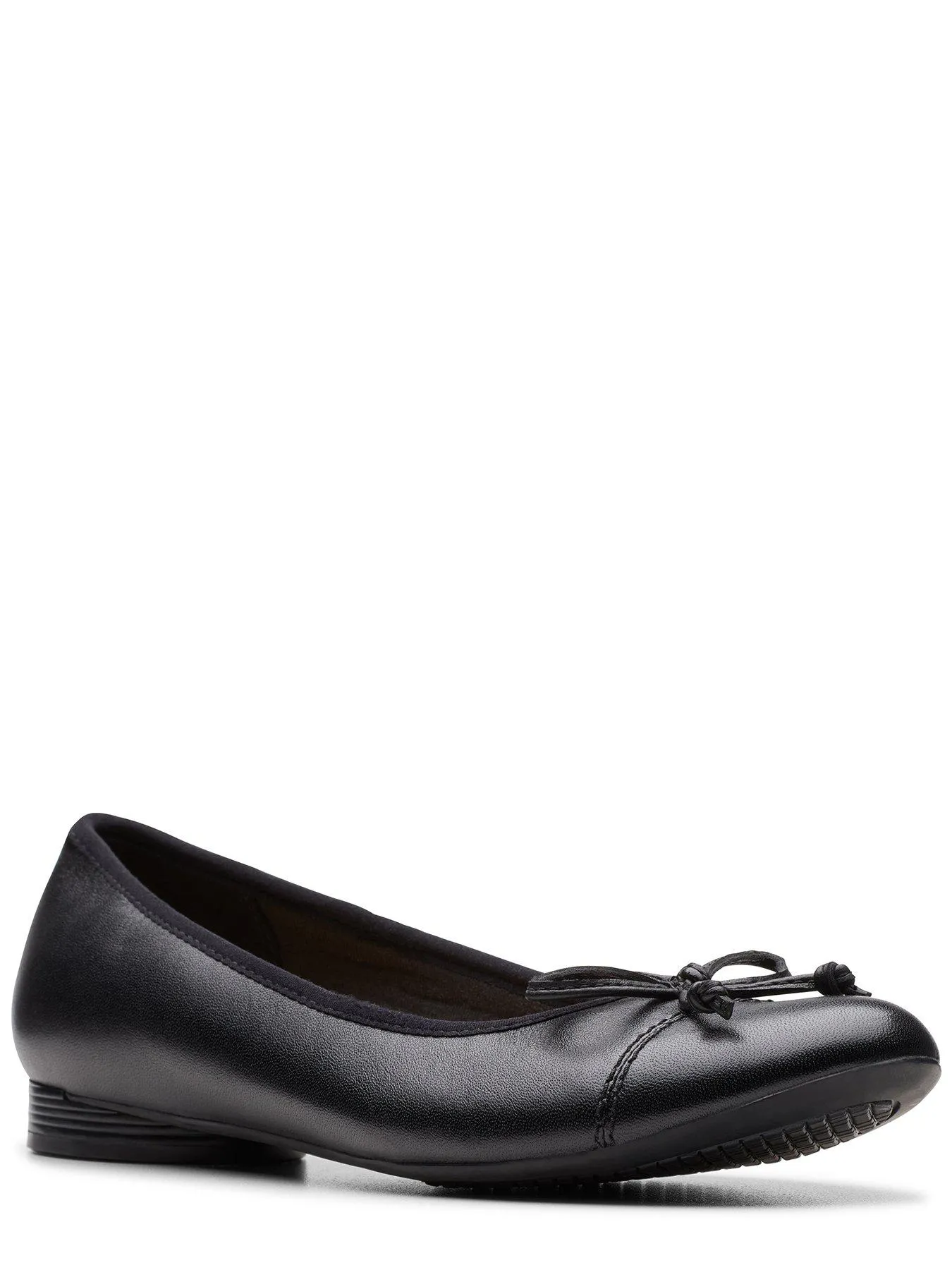 Clarks Loreleigh Rae Leather Bow Front Ballerina - Black