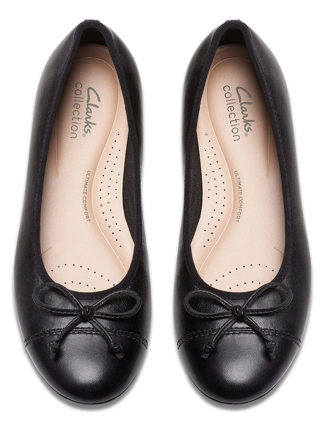 Clarks Loreleigh Rae Leather Bow Front Ballerina - Black