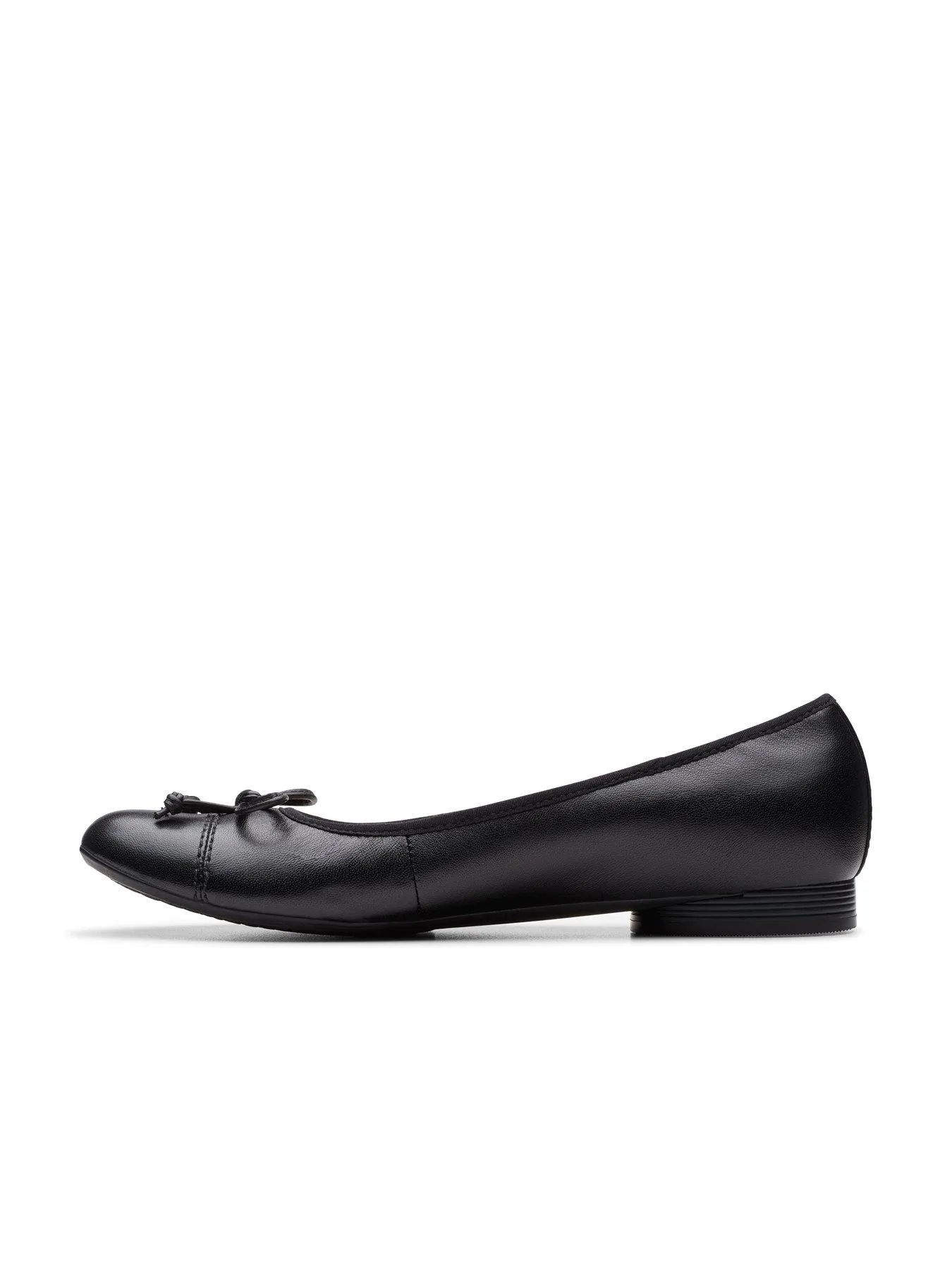 Clarks Loreleigh Rae Leather Bow Front Ballerina - Black