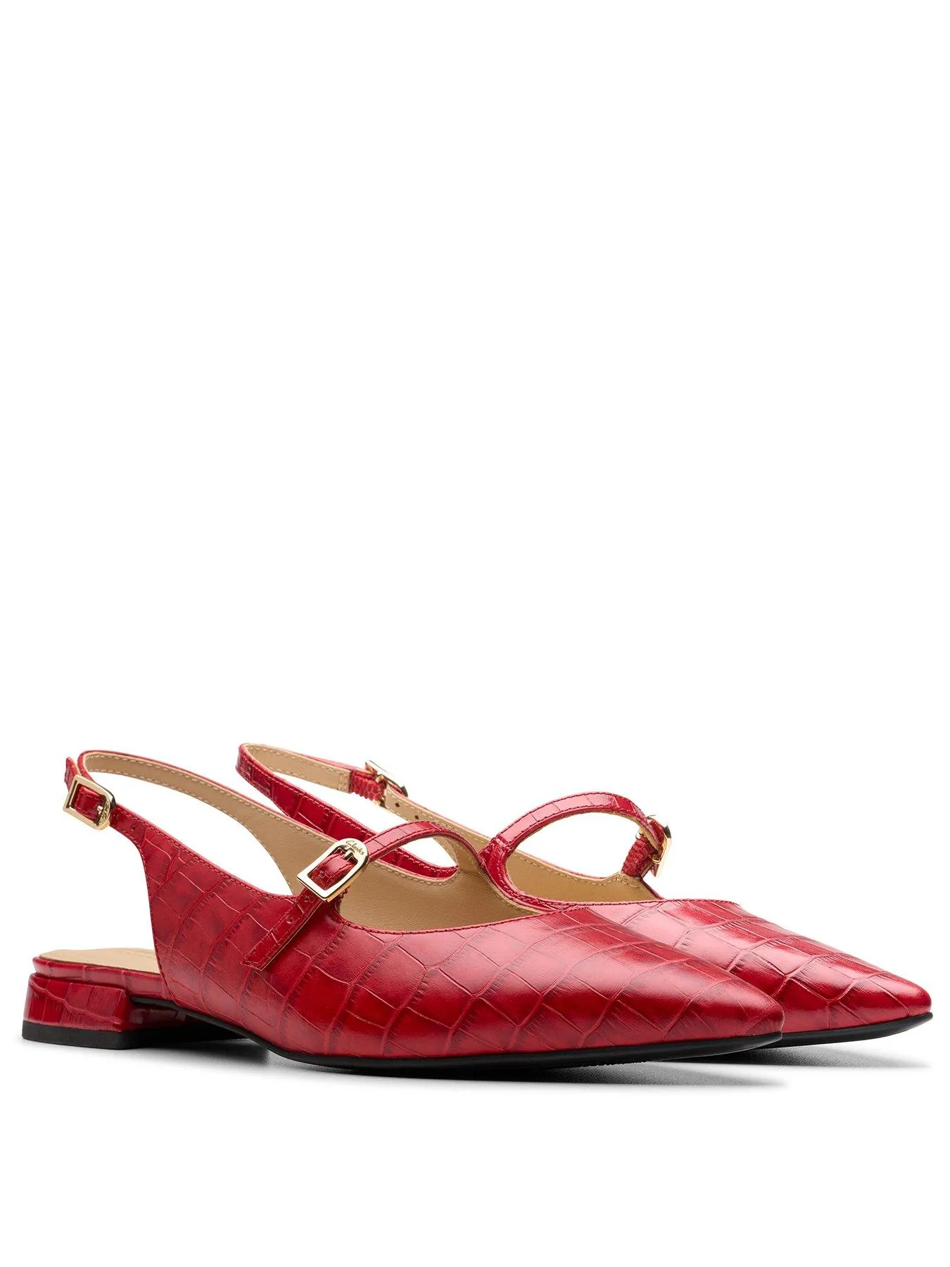 Clarks Sensa15 Shine Slingback Low HeelShoe - Red