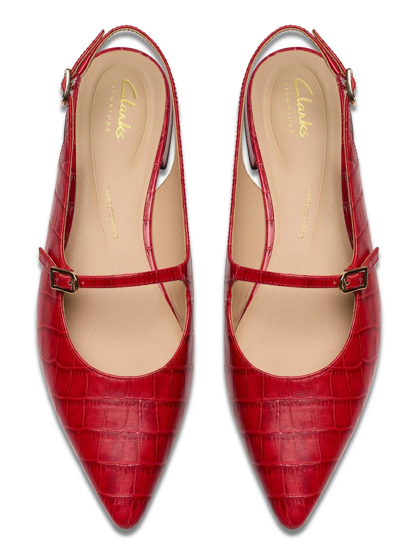 Clarks Sensa15 Shine Slingback Low HeelShoe - Red