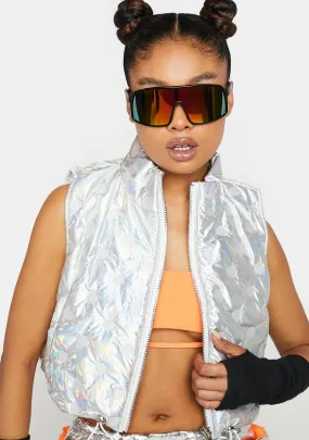 Clock It Holographic Crop Vest-