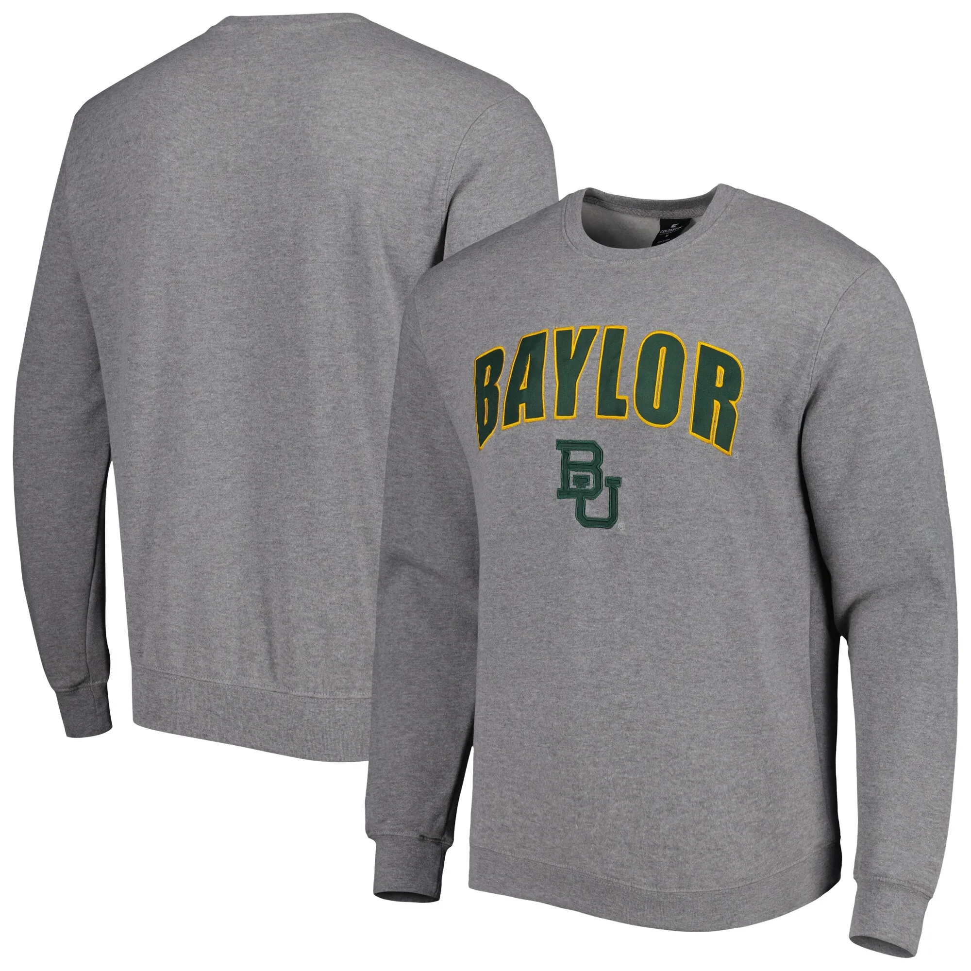 Colosseum Baylor Bears Heathered Gray Arch & Logo Pullover Sweatshirt