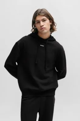 Cotton-terry relaxed-fit hoodie with logo print