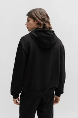 Cotton-terry relaxed-fit hoodie with logo print