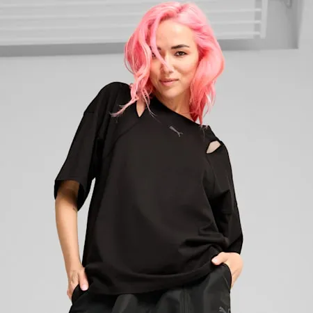 DARE TO Women's Oversized Cut-Out Tee | PUMA Black | PUMA SHOP ALL PUMA | PUMA 