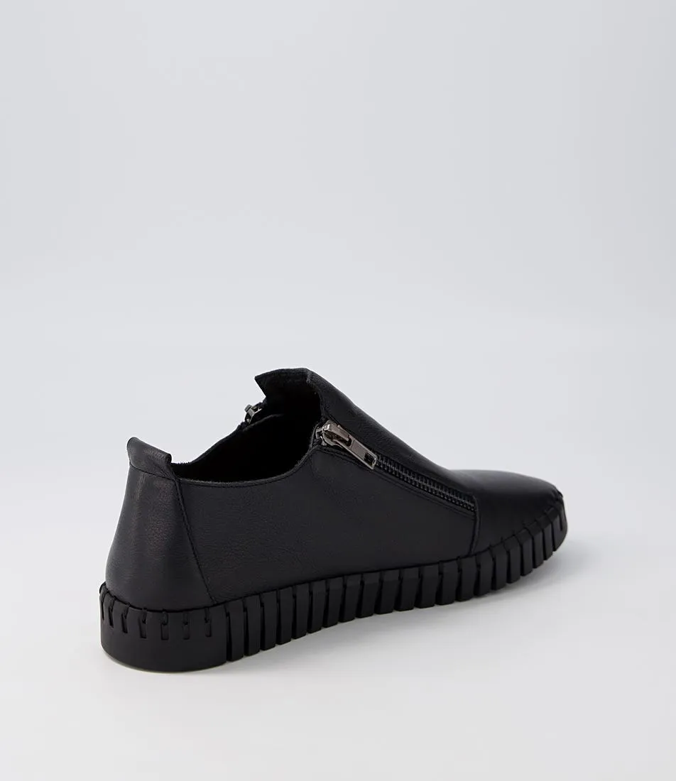 DJANGO & JULIETTE Havika Black Leather Sneakers