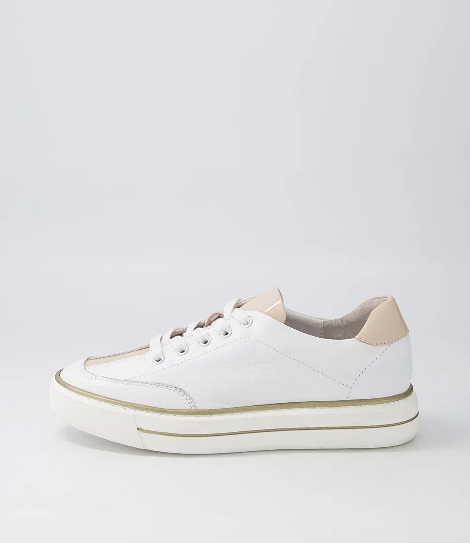 DJANGO & JULIETTE Yonno White Latte Leather Patent Sneakers