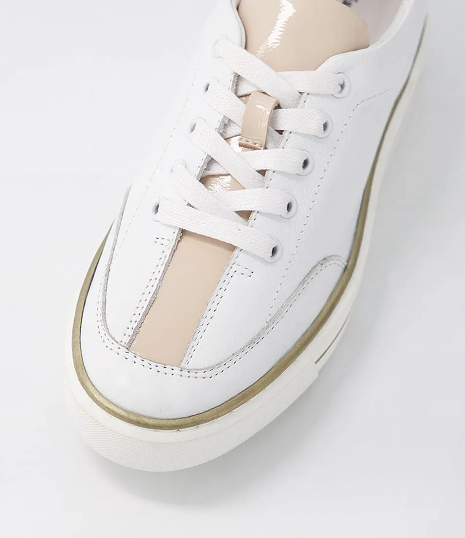 DJANGO & JULIETTE Yonno White Latte Leather Patent Sneakers