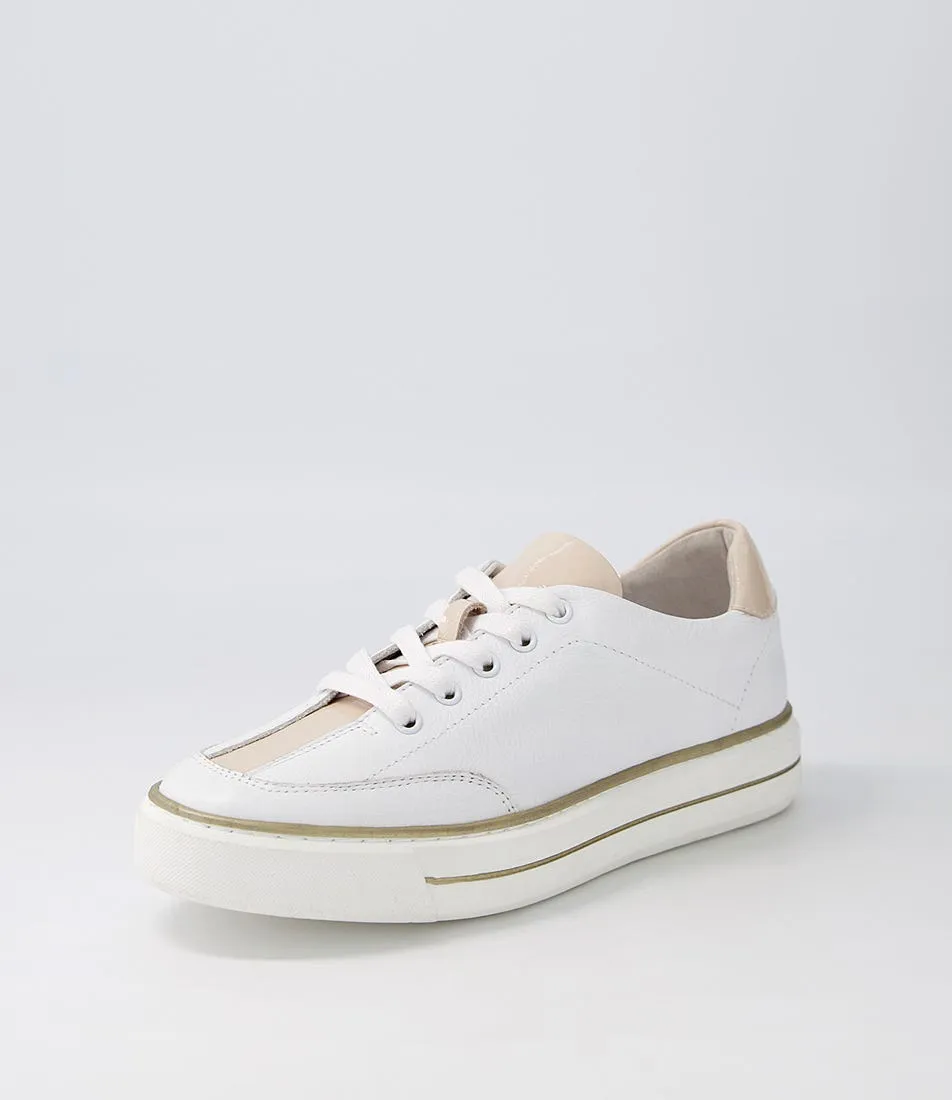 DJANGO & JULIETTE Yonno White Latte Leather Patent Sneakers