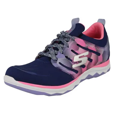 Girls Skechers Casual Lace Up Trainers Diamond Runner 81560