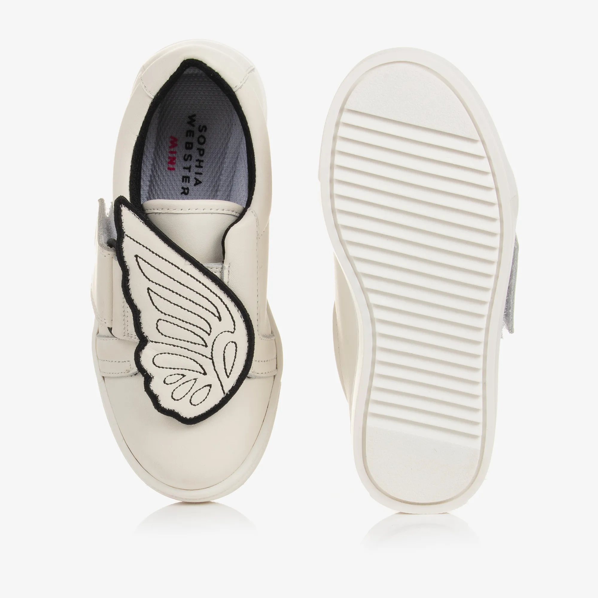 Girls White Leather Butterfly Trainers