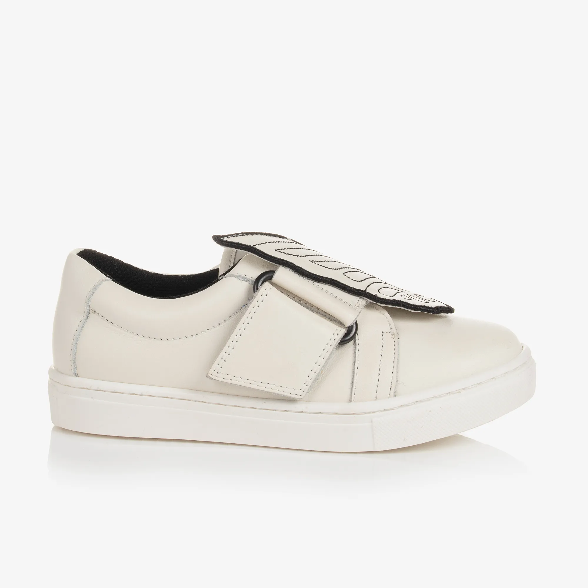 Girls White Leather Butterfly Trainers