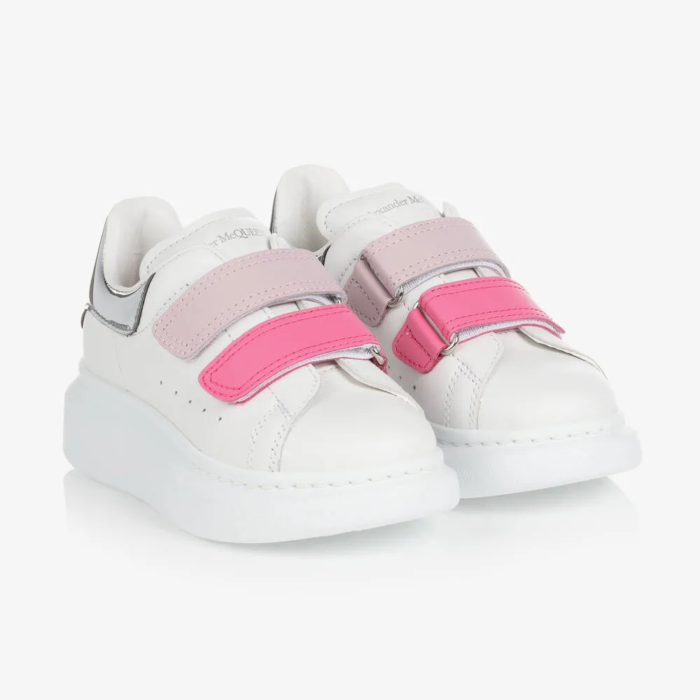 Girls White Leather Oversized Trainers