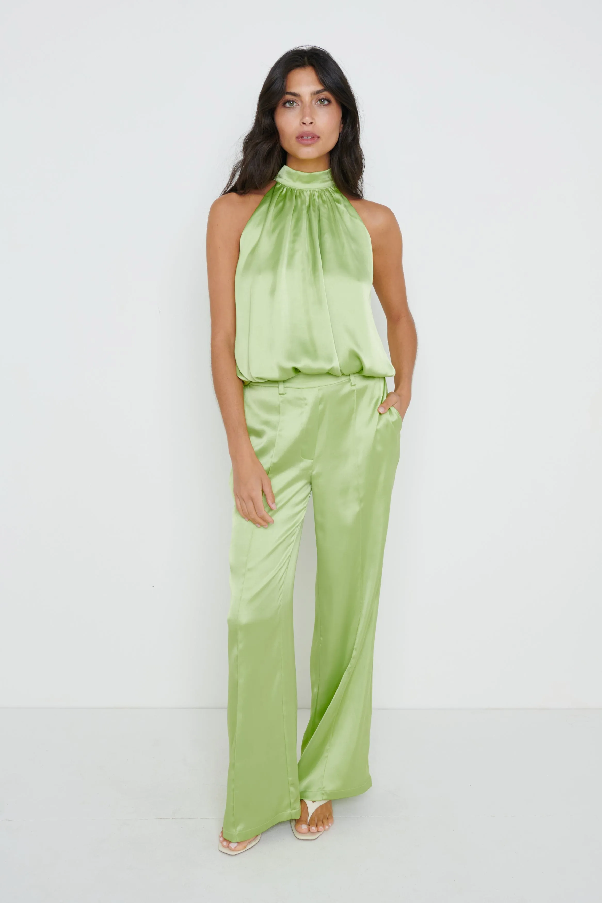 Hailee Satin Trousers - Green