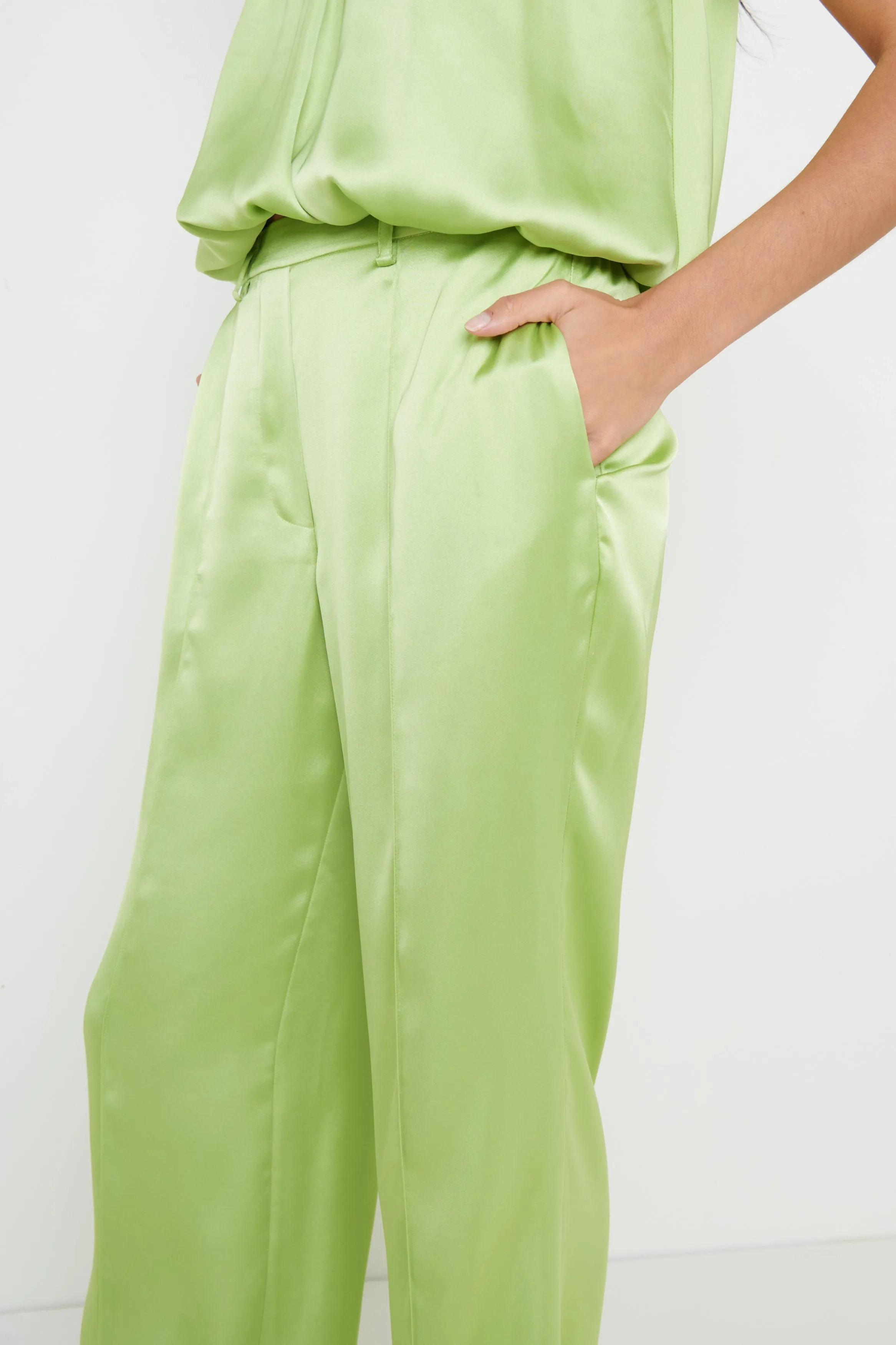 Hailee Satin Trousers - Green