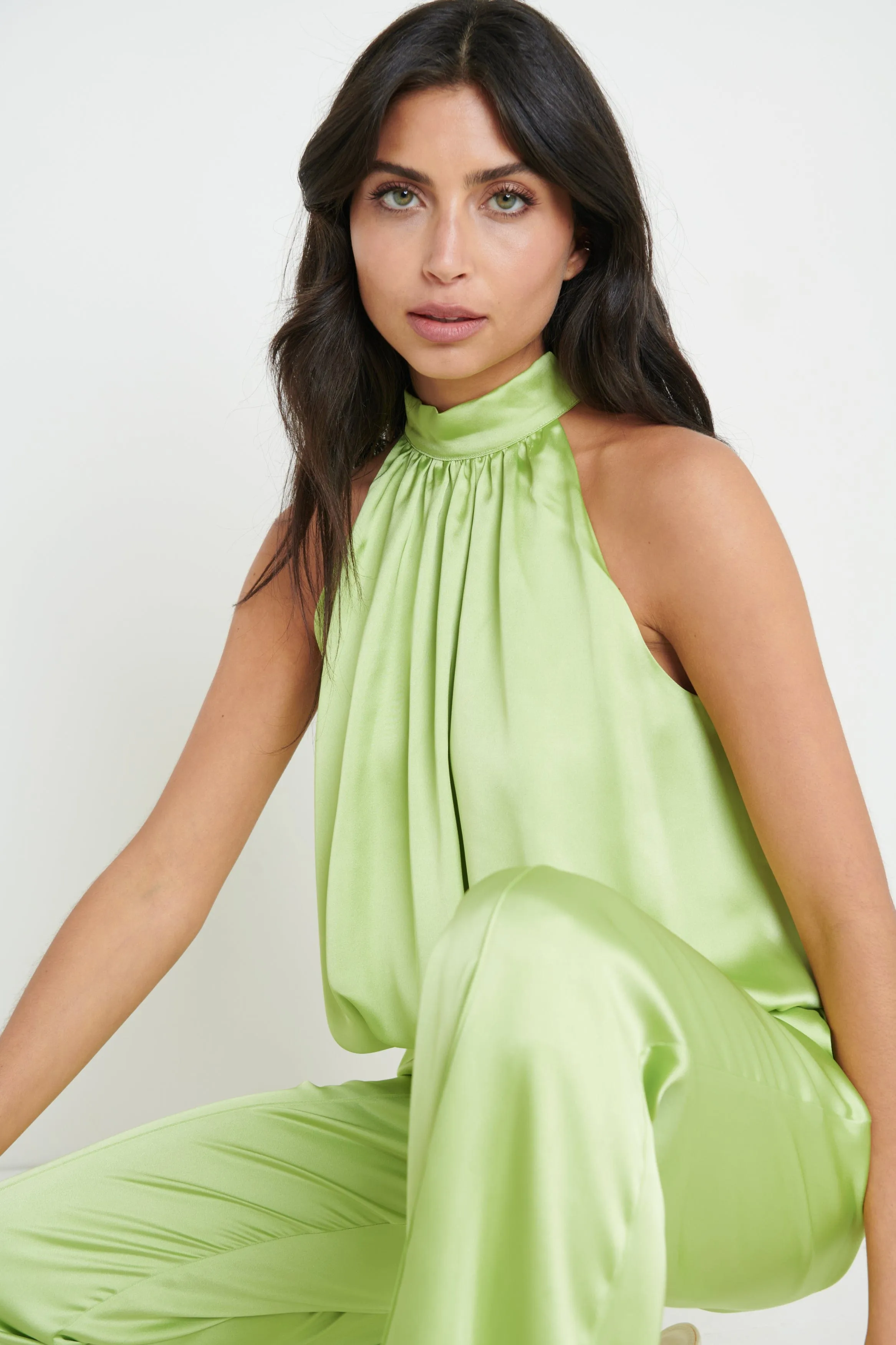 Hailee Satin Trousers - Green