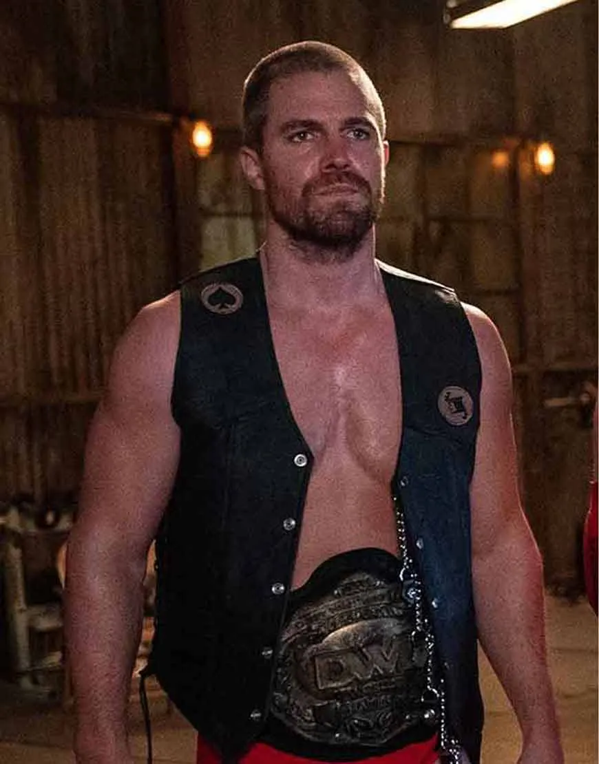 Heels 2021 Stephen Amell Vest | Jack Spade Black Leather Vest | Ujackets