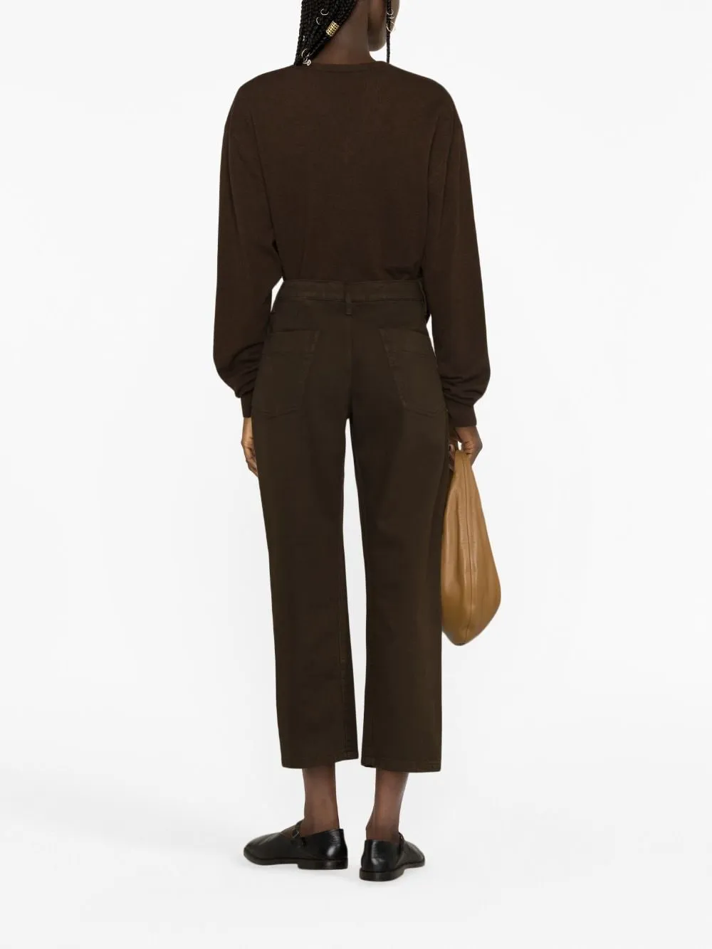 high-waist straight trousers