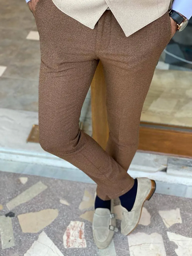 Hollo Brown Slim Fit Trousers