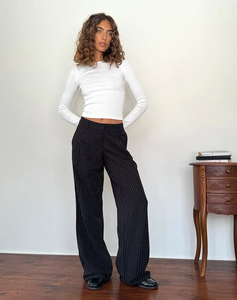 Hondra Trousers in Pinstripe Black