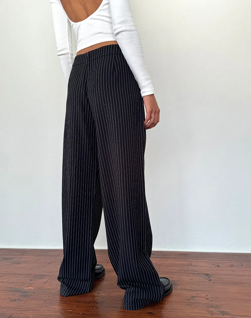 Hondra Trousers in Pinstripe Black