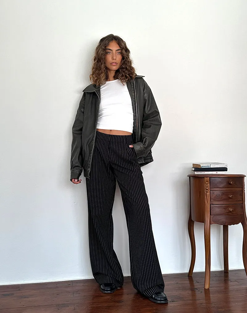 Hondra Trousers in Pinstripe Black